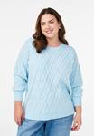 Джемпер Zizzi ZOPFMUSTER UND RUNDHALSAUSSCHNITT, Cashmere Blue/Light Blue - фото