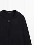 Вязаный кардиган на молнии с капюшоном Massimo Dutti, темно-синий - фото 4