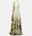 Платье из жоржета с принтом и шарфом Elie Saab, Oasis - фото