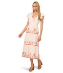 Платье Adrianna Papell Smocked Waist Long Dress, Ivory/Red Multi - фото