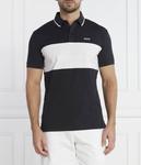 Футболка поло мужская Boss Green с контрастной полосой на груди, черно-белый - фото