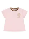Футболка с вышитым логотипом Roberto Cavalli, розовый - фото