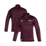 Мужская темно-бордовая куртка Mississippi State Bulldogs 2021 Sideline Prime синяя с молнией на четверть adidas, красный - фото