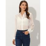 2 упаковки женских топов с прозрачной сеткой, длинным рукавом и отложным воротником Inspire Chic, Black Light Blue - фото 2