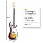 Электрогитара Glarry GP Bass - Sunset / Усилитель - фото 6