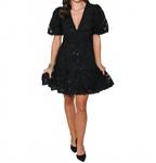 Черное мини-платье с пайетками и кружевом 2.7 AUGUST APPAREL - фото 5