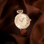 ARMANI EXCHANGE Часы AE Quartz Movement Leather Strap Gold Dial Women's Watch - фото 10