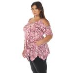 Топ с открытыми плечами и принтом змеи Plus size Wm Fashion, Pink - фото 2