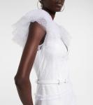 Платье Myra из блестящего тюля с оборками Costarellos, белый - фото 4