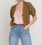 Колби Свитер с буфами в ярком оливковом ENDLESS BLU. - фото 4