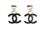 CHANEL Металлические серьги-гвоздики Women's Black - фото