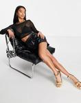 Черный укороченный сетчатый топ с длинными рукавами ASOS DESIGN Petite - фото 4