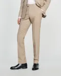 Мужские узкие бежевые шерстяные брюки Sandro, бежевый - фото 5
