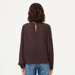 Блузка с круглым вырезом и квадратными мини-принтами S&J Weekends, черный - фото 2