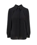 Рубашка с рукавами-кейпами и бантом Elisabetta Franchi, черный - фото
