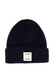 Шерстяная вязаная шапка в рубчик SAMSOE SAMSOE, синий - фото