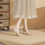 Туфли на высоком каблуке женские бежевые Ainer-Cat - фото 5