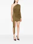 Мини-платье на одно плечо с драпировкой Alex Perry, зеленый - фото 3