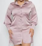 Розовое атласное платье с драпировкой Curvy Curve Market - фото