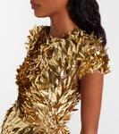 Расшитый сетчатый мини-платье Oscar de la Renta, Gold - фото 4