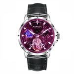 KANGOL Часы Automatic Mechanical Movement Genuine Leather Strap Watch Men's Watch Black Dial, Silver White Dial - фото 2