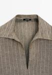 Блуза Massimo Dutti STRIPED OPEN NECK GARMENT, Mottled Brown - фото 7
