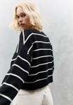 Джемпер Stradivarius STRIPED CROPPED, Black - фото