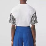 Футболка женская Burberry со стразами на рукавах, белый - фото 3