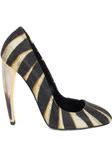 Полосатые туфли-лодочки Roberto Cavalli, черный - фото