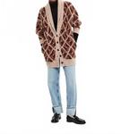 Кардиган-накидка "Дедушкин" в кремово-многоцветном FRAME - фото