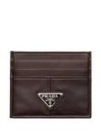 Prada картхолдер с логотипом, коричневый - фото