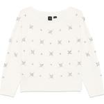 Джемпер с ребристым низом и декором PINKO, белый - фото