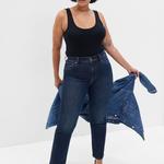 Джинсы прямого кроя с высокой посадкой Gap, синий - фото 4