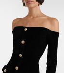 Мини-платье из шенилла Self-Portrait, черный - фото 4