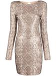 Philipp Plein платье мини с принтом Python и кристаллами, нейтральный цвет - фото