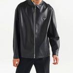 Кожаная куртка мужская черная Prada, черный - фото 4
