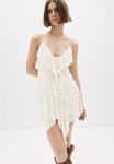 Платье PULL&BEAR ASYMMETRIC WITH RUFFLE , Beige - фото