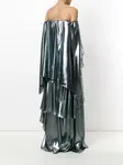 Многослойное платье со спущенными плечами Alberta Ferretti, металлик - фото 4