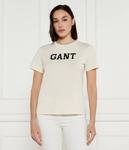 Футболка женская Gant с надписью, экрю - фото