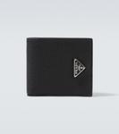 Кожаный кошелек бифолд Prada, черный - фото