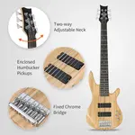 Бас-гитара Glarry Burlywood GIB полноразмерная, 6 струн, с хамбакерами HH - фото 6