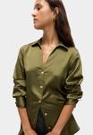 Блуза Marks & Spencer COLLARED V-NECK BUTTON THROUGH, Olive/Green - фото