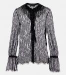 Широкая блуза с кружевом Cecily Nili Lotan, черный - фото