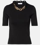 Топ из смеси шелка и хлопка Rabanne, черный - фото