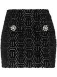 Philipp Plein мини-юбка из твида с монограммой, черный - фото