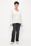 Джемпер Vero Moda Curve VMCBESTI V NECK , Birch Melange/Off-White - фото 2