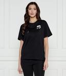 Футболка женская Karl Lagerfeld из органического хлопка с логотипом бренда, черный - фото