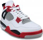 Nike mens Air Jordan 4 Retro, White/Fire Red-Black-Tech Grey - фото 3