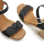 Босоножки LASCANA из мягкой кожи на блочном каблуке, черный - фото 4