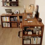 Угловой письменный стол из массива дерева с полками, 140x100 см, цвет Tanmu, из экологичной европейской сосны - фото 7